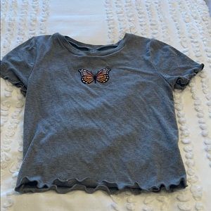 Grey Monarch Butterfly Crop Top